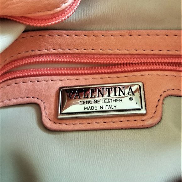 Valentina leather bag Italy,  pink salmon color - Picture 6 of 11